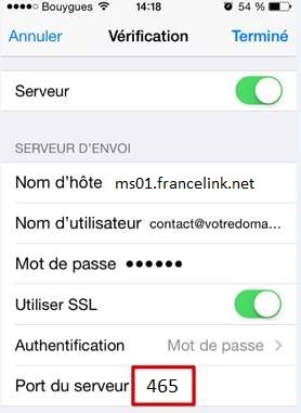 serveur d'envoi Iphone